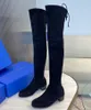 Lowland lift leather cuissard boots Round toes Thigh-High Boot slip on Fashion Booties women luxury designer shoes factory footwear35-40