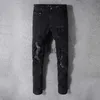 メンズジーンズFashion2023デザインブランドAmi Jeans Designer Pants Off Road Panther Blac Mens Slim DenimストレートバイカーホールヒップホップX0914