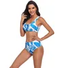 Mulheres Swimwear 2023 Cintura Alta Sexy Impressão Bandeau Swimsuit Mulheres Tie Dye Push Up Biquinis Banheira Terno Beach Wear Grande Tamanho Monokini