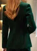 レディースツーピースパンツ女性ファッションエレガントなベルベットビジネスズボンスーツ秋のスリムフォーマルヴィンテージブレザーパンツスーツフェムピースセット