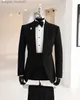 Ternos masculinos blazers nova chegada ternos masculinos ajuste fino 2 peças xale lapela elegante clássico masculino ternos de casamento noivo (blazer + calças) traje homme l230914