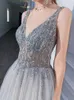 2023 sliver A Line Mother Of The Bride Dresses side split With Long Wraps Lace Appliques Beads V Neck Pleats Evening Prom Gowns Backless Floor Length Women Formal Wear