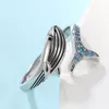 Bröllop 925 Sterling Silver Whale Justerbar Finger Cute Sea Animals Fish Open Ring Birthday Christmas Jewet Gift for Women Teen Girls 230914