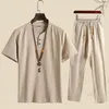 Męskie spodnie koszulowe Ustaw pot w solidnym kolorze chinoiserie swobodny strój pullover garnitur do codziennego życia