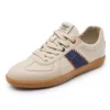 Klädskor män tyska tränare avslappnade vintage sneakers sportskor män läder sneakers manlig retro design snörning andningsbara sneakers 230914