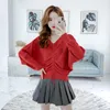 Kadın Sweaters Fashion Sweater Pullover Bahar Sonbahar Kore tarzı Eksik Omuz Çizme Örme Knited Üstler Astar Gömlek K416