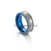 Band Rings Blue Inner Square Carve Tungsten Steel Ring Finger Men Hip Hop smycken Punk Carbide Will och Sandy Drop Delivery Dh41p