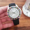 2019 Merk Kleur Diamanten Armband Casual Quartz Horloge heren Rubber Riem Jurk Horloge Relogio Feminino herenhorloge Sal2150