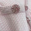 self-portrait Robe trapèze courte plissée rose à col en V