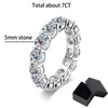 Bruiloft Smyoue 7ct 5mm volledige ring voor vrouwen mannen sprankelende ronde geslepen volledige enternity diamanten band bruiloft S925 sterling zilver 230914