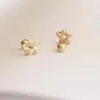 Studörhängen Goldtutu 9K True Gold Star Earring Skruv tillbaka 2023 Fina barn Högkvalitativa smycken Dainty Small For Women