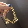 Collana con ciondolo di lusso Hardware Designer di marca Girocollo in catena con secchiello con chiusura a sfera in rame con sfera rotonda in rame per gioielli da donna con scatola