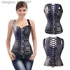 Women's Shapers Bustiers Corsets Leather Corset Women Waist And Sexy Lingerie Gothic Clothing Black Polyester Top Spiked Shaper L230914