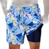 Mäns badkläder surfcuz mens simningstammar med kompressionslinjen stretch Athletic 2 i 1 springande shorts snabbt torrt simma för 248 m