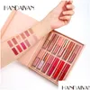 Lip Gloss Handaiyan 12 Color Book Style Set Matte Liquid Lipstick Pearlescent Long-Lasting Smudgeproof Waterproof Non-Stick Cup Tra Ch Dhjfv