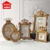 Europese Golden Crown Po Frame Creatieve Hars Foto Desktop Frame Luxe Po Frame voor Bruiloft Huis Decoratieve Gift Craft SH19091149H