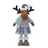 Nordic Christmas New Blue Fabric Retractable Santa Claus Snowman Elk Doll Christmas Doll Decoration Wholesale 0914