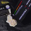 Pass Diamond Tester Iced Out 3-дюймовый ручной кулон с розовым и позолоченным покрытием из стерлингового серебра 925 пробы Подвески Vvs Hamsa