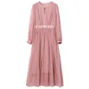 Casual Dresses Luxury Heavyweight Pink Fairy Dress With Silk Medium Sleeves Spring/Summer Design Long High Waist Slim Appearance