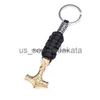 Nyckelringar Nyckelringar Handgjorda rostfritt stål Hammer Keychain Key Ring Chain Retro Style Men Gift Drop Delivery DH7IW X0914