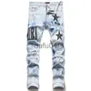 Jeans masculinos Amirskling Mens Jeans Jean Straight Fit Calças Personalizadas Slim Zipper Estrela Homens Bordados Tendência Motocicleta X0914