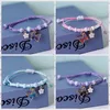 Charm Armbanden Boho Leuke Zoete Roze Vlinder Bloem Armband Voor Vrouwen Weven Touw Dier Hanger Bangle Korea Trendy Sieraden Accessoires