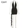 Abiti casual Cybill 2023 Estate sexy scollo a V senza maniche Halter Midi Event Dress Backless Bandage Elegance Club Party Abiti da donna