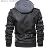 Mens Fur Faux Fur Mens Jaquetas Jaquetas De Couro Outono Casual Motocicleta PU Jaqueta Biker Casacos Roupas Tamanho UE Moda Com Capuz Inverno Estilo Rua Manga Longa Tops Zip