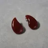 Französische Promi-passende Wassertropfen-Rot-Weiß-Schwarz-Achat-Ohrringe für Damen, leichte, luxuriöse, minimalistische S925-Silbernadel