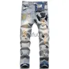 Jeans masculinos Amirskling Mens Jeans Jean Straight Fit Calças Personalizadas Slim Zipper Estrela Homens Bordados Tendência Motocicleta X0914