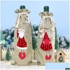 Decorações de Natal Home Burlap Bordado Velho Homem Garrafa de Vinho Conjunto Saco de Presente Santa Decoração Dc938 Drop Delivery Garden Festi Dhhdq