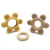 Teathers Toys 1pc حلقة خشبية Teether Baby Toy Lefant Heading Health Care Hights Silicone للإكسسوارات 230914