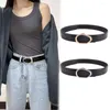 Belts Irregular Solid Color Oval Metal Snap Buckle Belt Women's PU Leather Student Casual Hundred Decorative