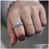 Cluster Ringe Zirkon Kubischer Diamant Für Frauen Modeschmuck Runde Edelstein Verlobungsring Band Finger Drop Lieferung Dhvif