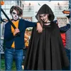 Women's Cape Hoodie Cape för män Hooded Cloak för Cosplay Costume Halloween Costume For Men Women For Nightclub Stage SMBSG L230914