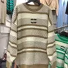 2023 Autumn/Winter New Women's Designer Letter Brodery Stripes Matching Color Long Knitted Casual Pullover Tröja