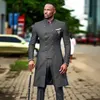 Costumes pour hommes Blazers 2021 Double boutonnage Design africain Slim Fit hommes pour mariage marié Tuxedos gris foncé marié homme Pro250f