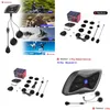 Intercom Moto 1Pcs / Set Teleheer T6 Plus Casque Bluetooth Casque 1500M Intercomunicador Moto en temps réel pour 2 coureurs étanche D Dhmbq