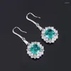 Dangle Oorbellen ZOCA Sieraden S925 Zilver Verkocht Imitatie Smaragdhout met Groene Volledige Diamanten Hangende Studs