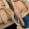Fosco mochila marrom borlas bolsa de ombro couro dourado hardware designer letras cordão bolsas bolsa