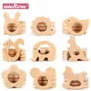 أسنان ألعاب 1pc طفل Teether Food Food Grade Cartoon Animals Diy Kids Leghing Necklace Raxing Toy Natural Beech Wood Rodent 230914