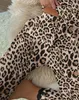 Pyjama imprimé léopard pour femmes, vêtements de nuit, mode d'été, nœud papillon, garniture en dentelle, col en v, bretelles Spaghetti, Cami décontracté, ensemble pantalon pour la maison