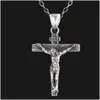 Collier croix en acier inoxydable pour hommes, pendentif en or, Jésus, mode Hip Hop, bijoux, livraison directe, Dh1Xf