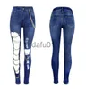 Women's Jeans Fashion Bold Design Women Slim Denim Jeans Ripped Chain Big Hole Trousers Pencil Pants Showing long Slender Legs Skinny x0914