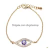 Corrente na moda turco ouro mau olho pulseira pave sliver cor pulseiras ajustável feminino festa jóias entrega gota dhb6y