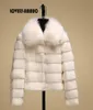 Frauen Pelz Faux Pelz Echt Kaninchen Pelz Mantel Mit Fuchs Pelz Kragen Frauen Ganz Pelt Fuchs Pelz Jacke Winter Kaninchen pelz Weste F741 230914