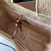 Women Anagram Raffia Basket Straw Bag Iraca Palm and Leather Designer Hand Woven Cross Body Open Beach Handbag Ladies Summer Weave Shoulder Bags Totes