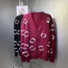 Suéter de lã de luxo bordado cardigan com decote em V jacquard moletom designer jaqueta casual botão camisa elegante casaco quente roupas femininas