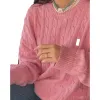 Women okrągły SWEAT SWEATER PROJEKTOWANIE Klasyczny płaszcz Męski Koń Haftowany Chunky Twisted Knit