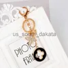 Key Rings Keychains Beautiful Four-leaf Clover Keychain Exquisite Metal Fashion Car Pendant Key Ring Women's Bag Charm Gift x0914
